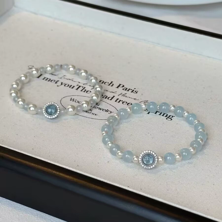 Браслет из жемчага дизайнерский Sapphire бренд, стиль легкой роскоши, качественный стиль, подарок на день рождения
