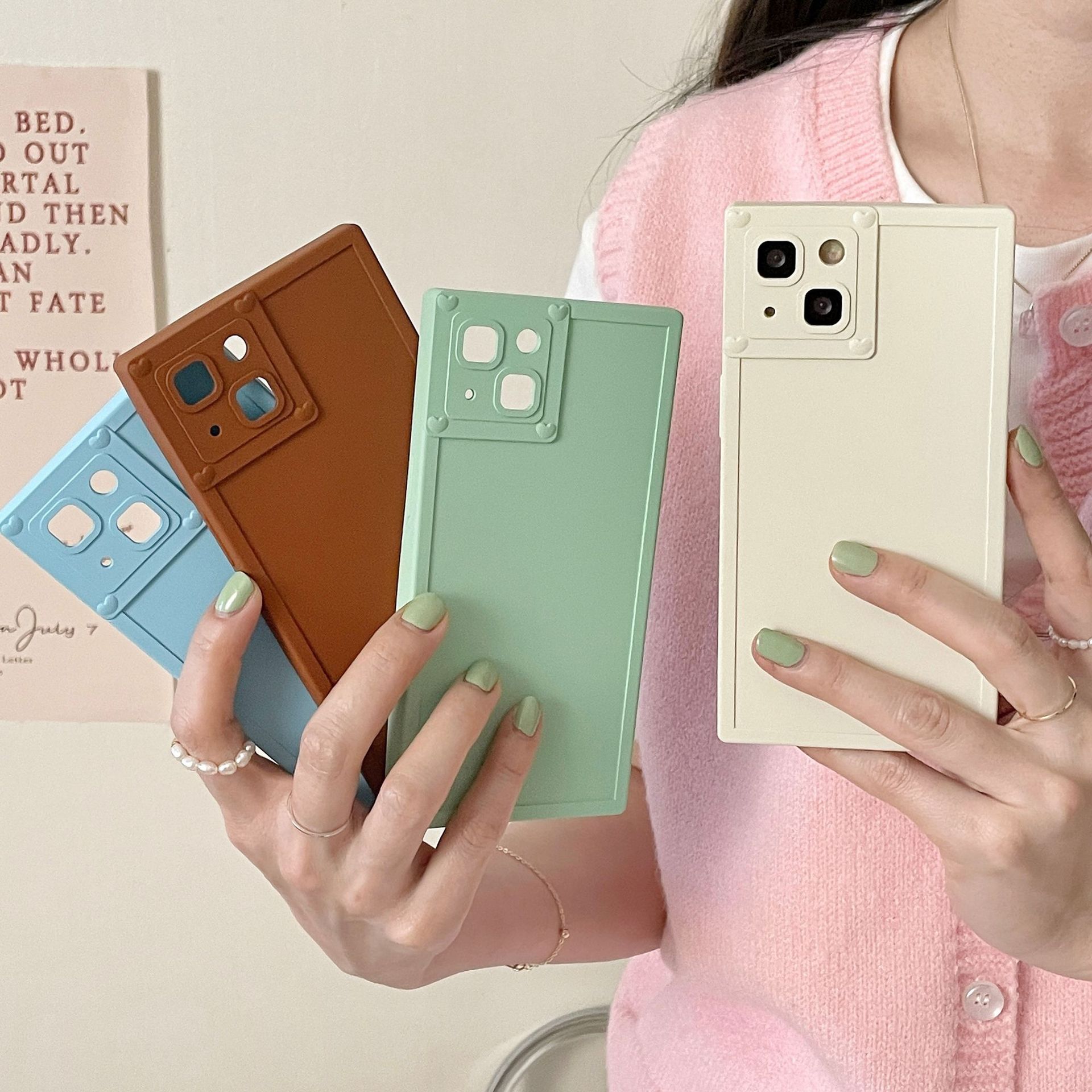 Title 5, Sade Düz Renkli Kare Telefon Kılıfı Yeni Niş Te...