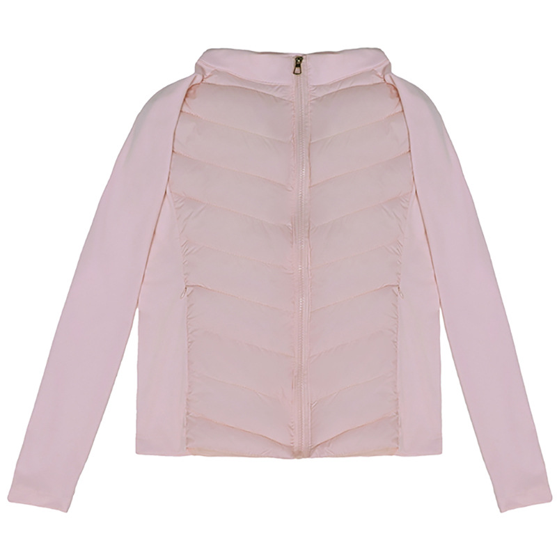 Ropa de yoga, abrigo de algodón de base deportivo, mujer otoño-invierno 2025, nuevo cuello vertical, ligero y delgado con revestimiento interior caliente.