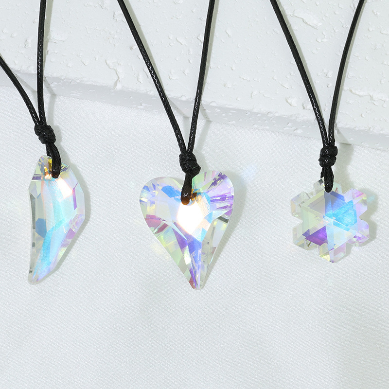 Korean and Japanese Style Crystal Pillar Pendant Jewelry Energy Stone Colorful Crystal Exquisite Necklace Women's High-End Clothing Necklace Korean and Japanese Style Crystal Pillar Pendant Jewelry Energy Stone Colorful Crystal Exquisite Necklace Women's High-End Clothing Necklace