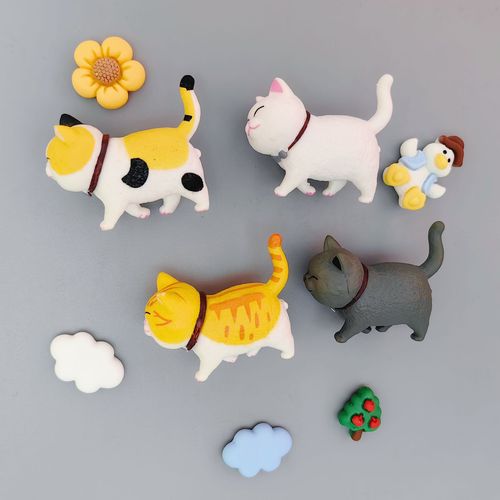 3D three-dimensional Internet celebrity cat magnet refrigerator magnet cartoon cheese cat message post home decoration magnet can turn the head