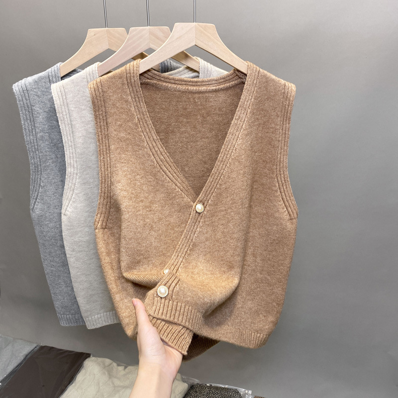 24 invierno Puyuan chaleco de punto chaleco de vestir de otoño para mujeres con un suéter sin mangas en V image 7