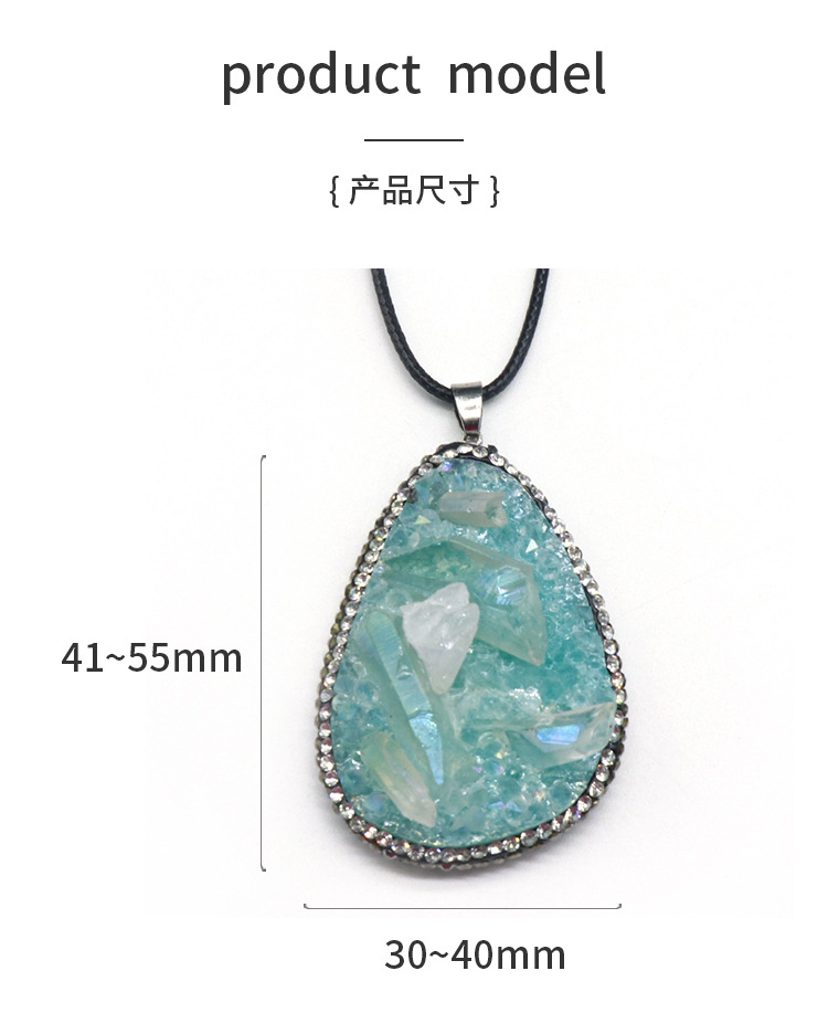 Resin Inlaid Rough Stone Pendant Diamond Crystal Column Rough Stone Electroplated Color Crystal Irregular Water Drop Necklace display picture 1