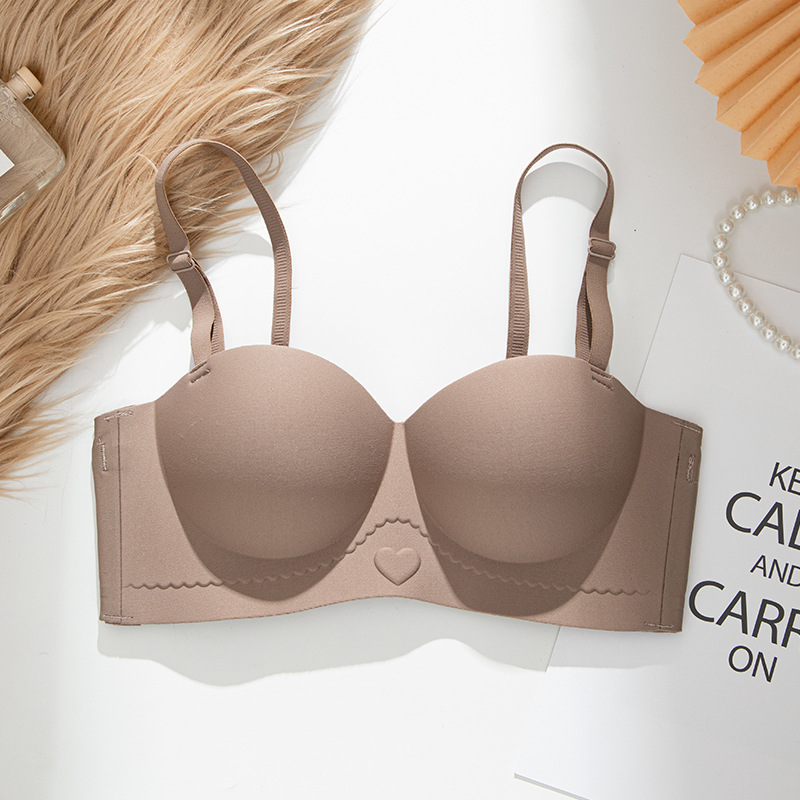 Ropa interior sin costuras de las mujeres Pecho pequeño empuja hacia arriba el sujetador grande pecho contrayendo anti-flacidez sin tirantes inalámbrico Belleza sujetador trasero mujeres