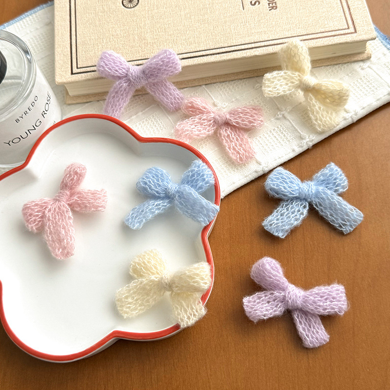 (2개) 니트 봉제 활 액세서리 도파민 헤어 액세서리 양모 땋은 머리핀 모자 의류 신발 및 양말 액세서리