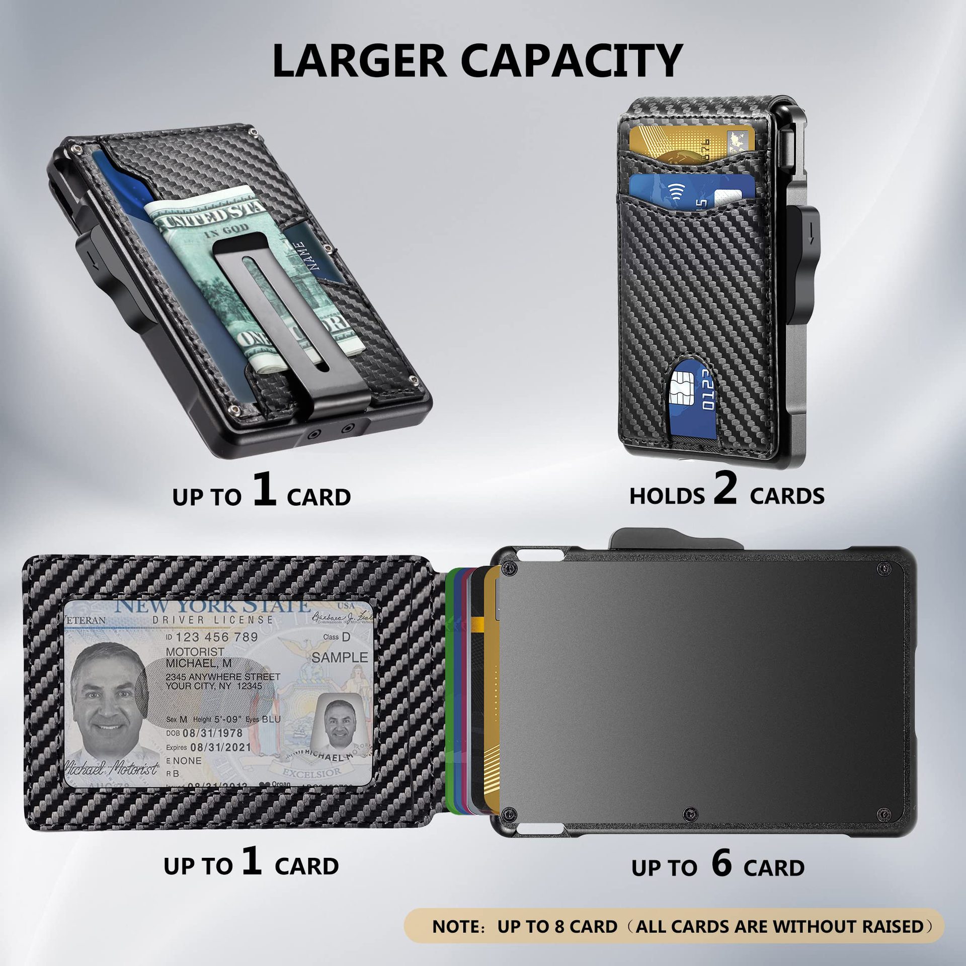 Transfronteriza nuevo metal cartera de los hombres de bienes genuinos de fibra de carbono tarjeta de crédito caso Flip titular de la tarjeta de gran capacidad titular de la tarjeta de la cartera