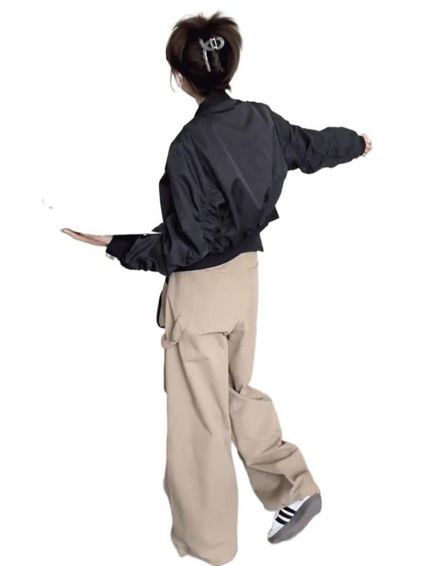 休闲短款圆领棒球服外套女韩版宽松显瘦洋气百搭小个子夹克上衣潮|undefined