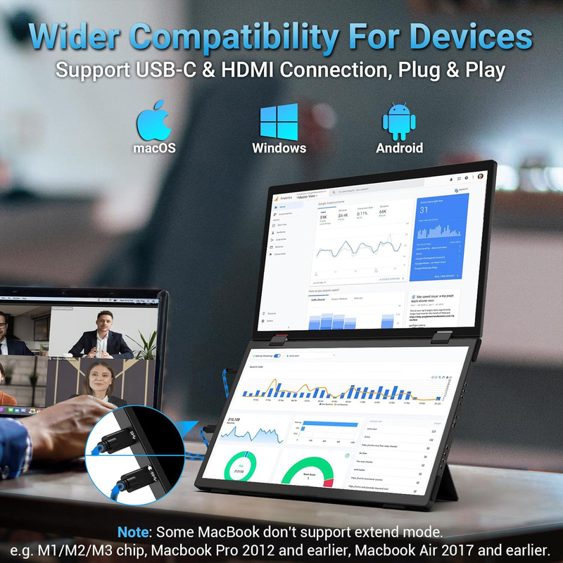 15.6-inch Dual-Screen Portable Display Stock Trading Game Foldable Screen Laptop Expansion Sub-Screen 15.6-inch Dual-Screen Portable Display Stock Trading Game Foldable Screen Laptop Expansion Sub-Screen