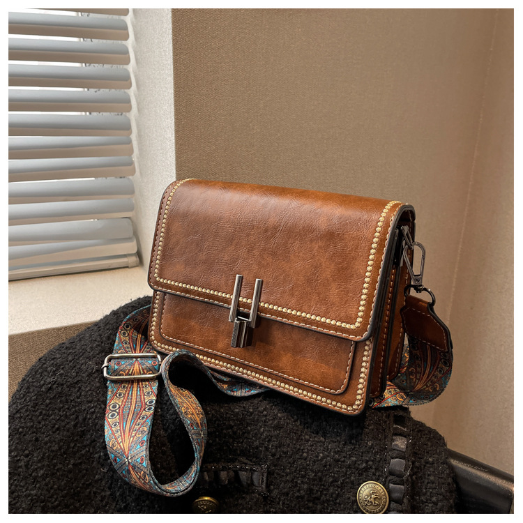 Women's Crossbody Small Square Bag Retro Contrast Colour Handbag_voghion.com