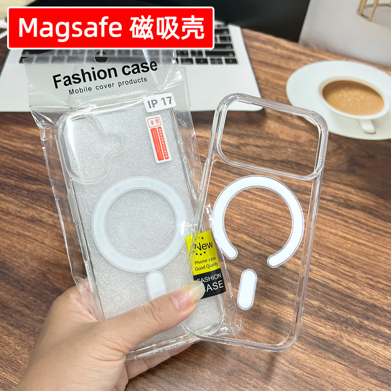 Suitable for Iphone15 Apple 16Promax Anti-Fall Magsafe Protective Case Transparent 17/18 Magnetic Phone Case Suitable for Iphone15 Apple 16Promax Anti-Fall Magsafe Protective Case Transparent 17/18 Magnetic Phone Case