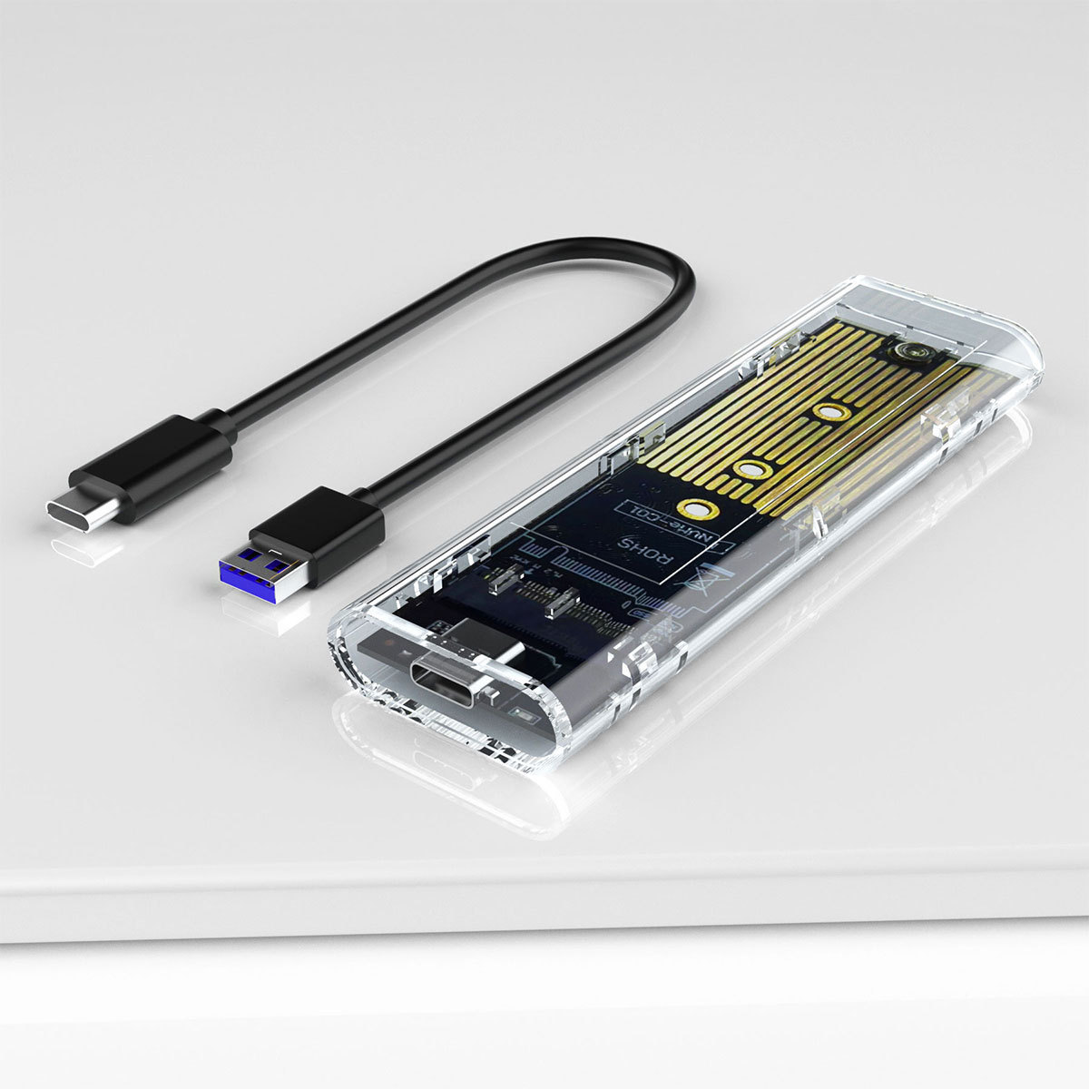 Caja de disco duro móvil USB3.1 transparente al por mayor transfronteriza ngff/NVMe caja de disco duro de estado sólido de protocolo dual M.2