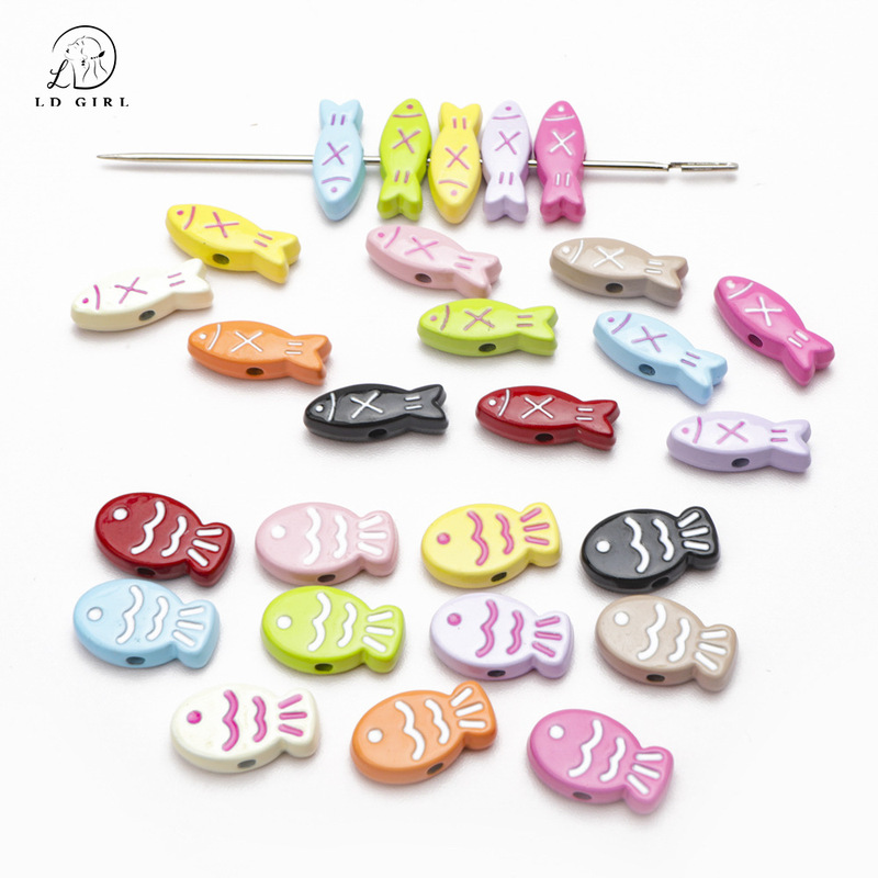 Alloy Painted Colorful Fish Beads DIY Hair Rope Accessories Phone Chain Bag Pendant Keychain Accessories Materials Loose Beads