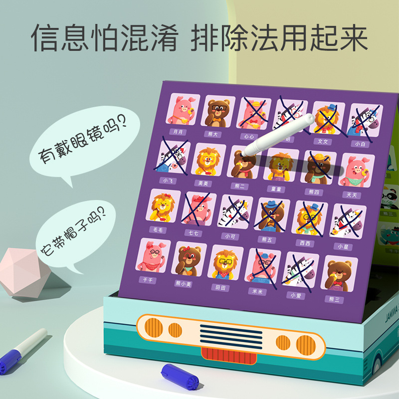 Tiktok mismo estilo adivinar quién soy juego de razonamiento lógico educativo para niños Guess personaje padre-hijo escritorio juguete de madera