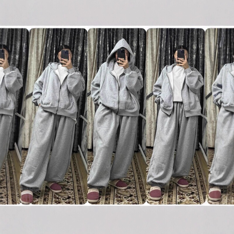 Kz Cross-Border Casual Sports Suit Autumn Student Loose Fashion Stylish Slim-Fit Hoodie and Sweatpants Two-Piece Set