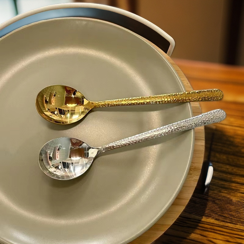 ハンマースプーンステンレススプーンネット赤ハンマースプーン長柄家庭用食事スプーン新型爆金スプーン学生|undefined