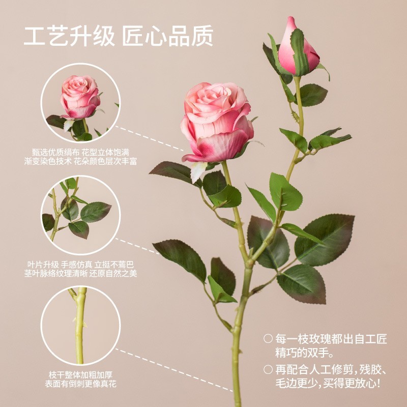 保加利亚玫瑰地排花婚房仿真花 家居摆件玫瑰插花仿真花婚庆|undefined