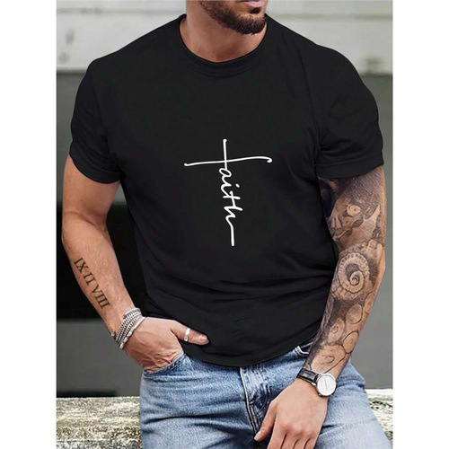 Manfinity Homme Men Letter Graphic Casual Short Sleeve Tee