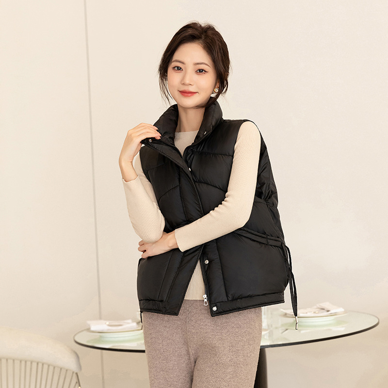 Cross-border autumn and winter down cotton-padded jacket waistcoat women's new fashion lightweight stand collar waistcoat small warm outerwear waistcoat Cross-border autumn and winter down cotton-padded jacket waistcoat women's new fashion lightweight stand collar waistcoat small warm outerwear waistcoat