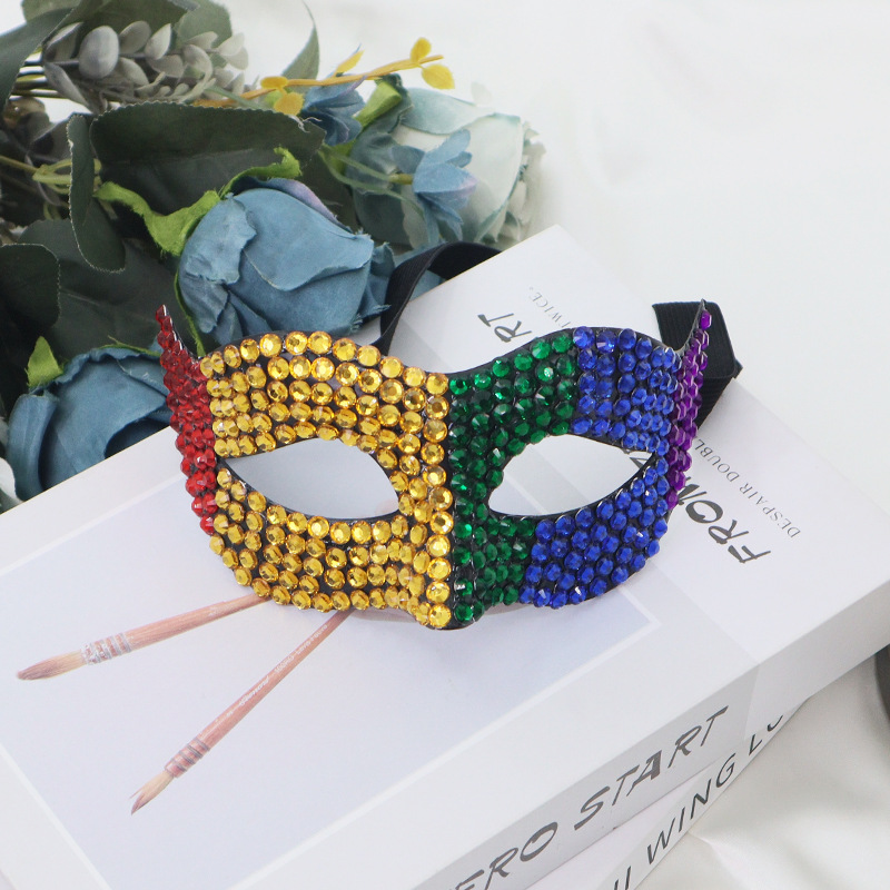 Nueva exquisita pareja de diamantes máscara de mitad de cara máscara de fiesta de carnaval props de decoración de fiesta de Nueva Orleans