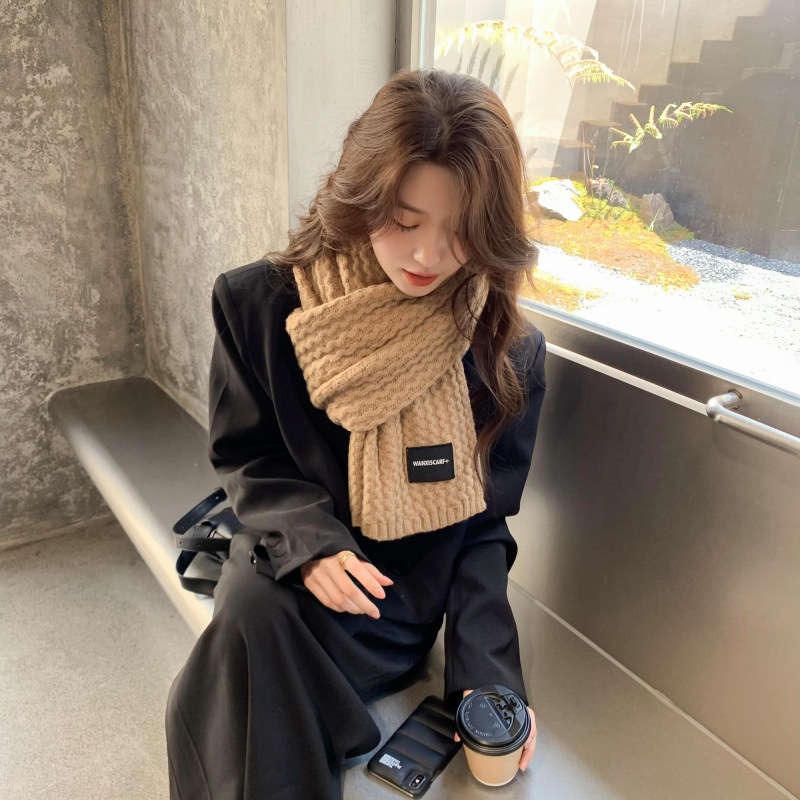 Solid Color Thick Wool Knit Scarf NSCM101560