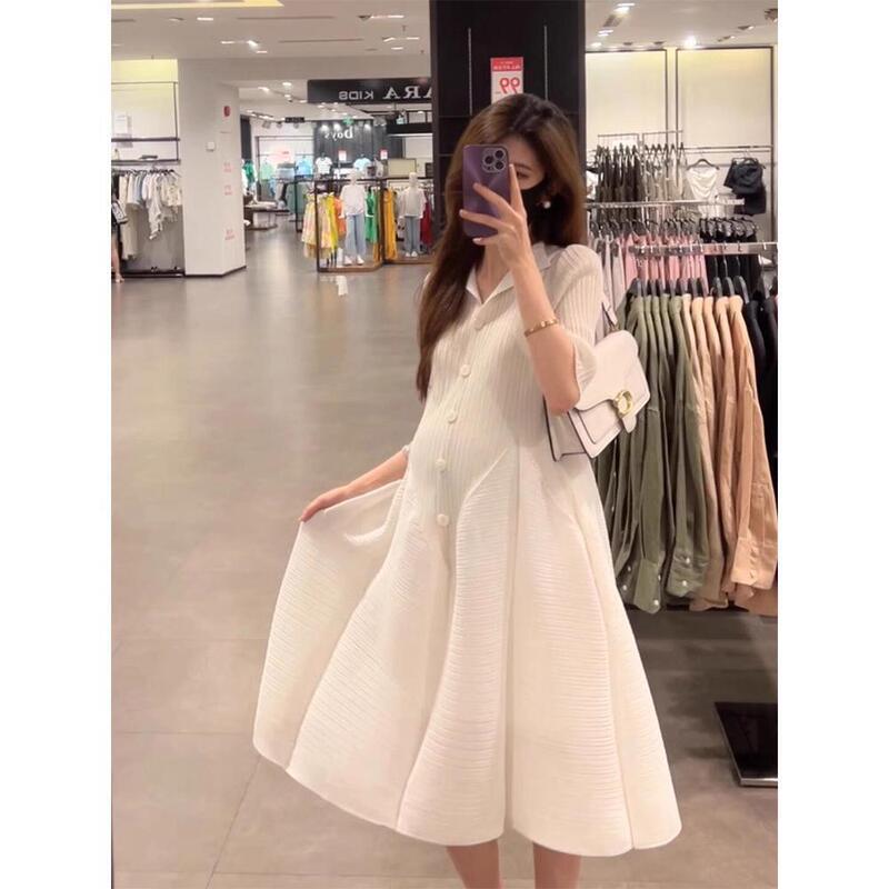 Miyake 2025 Spring New Dress Women's Fashionable Elegant Pleated Casual Elegant High-End Mid-Length Maternity Dress