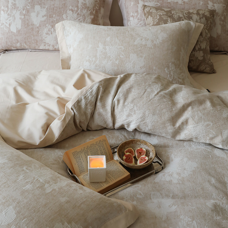 Conjunto de roupa de cama boho em algodão estilo francês jacquard_voghion.com