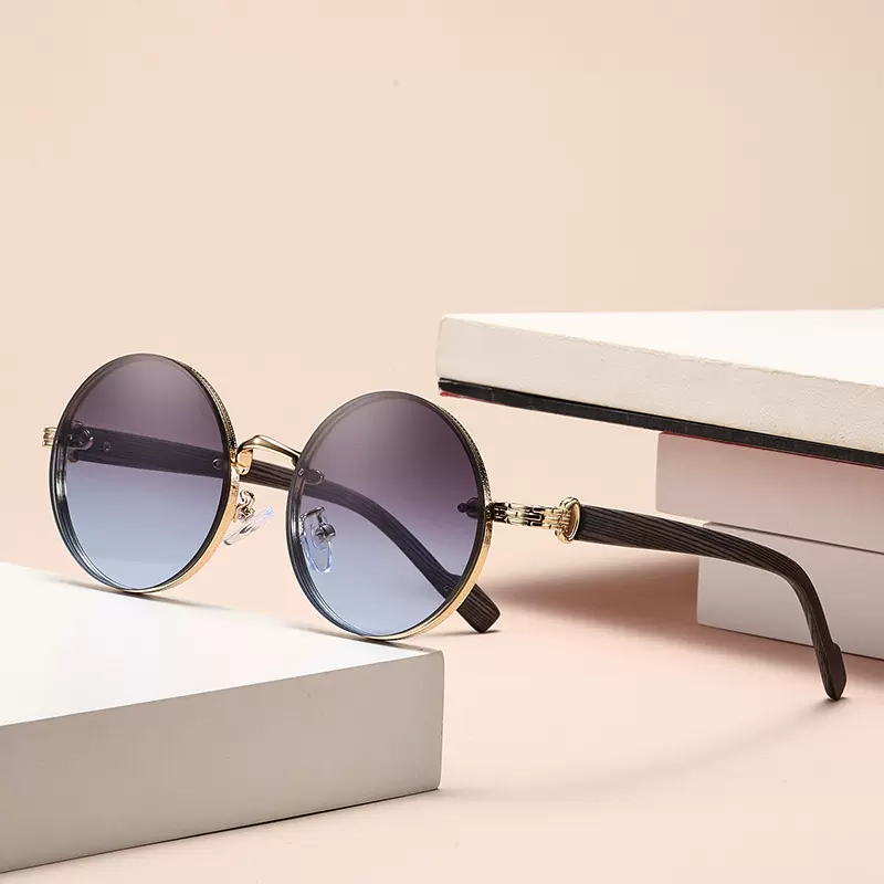 美式经典金属圆框太阳镜个性潮流高级感街拍驾驶防强光晒墨镜通用