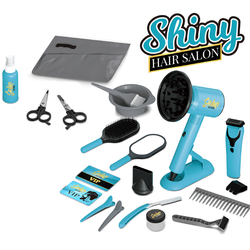 Secador de pelo eléctrico transfronterizo para niños, barra de lacio, juego de corte de pelo, herramientas de vestir, herramientas de peluquería, juguetes de juego para el hogar