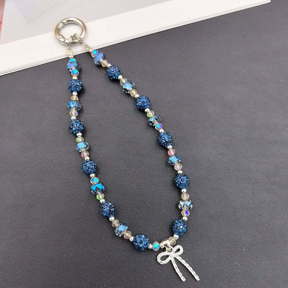 Colgante de moda, lazo de diamantes, cadena de teléfono móvil de diamantes de imitación, cordón de muñeca, bolso de colgante anti-pérdida hecho a mano, alto valor