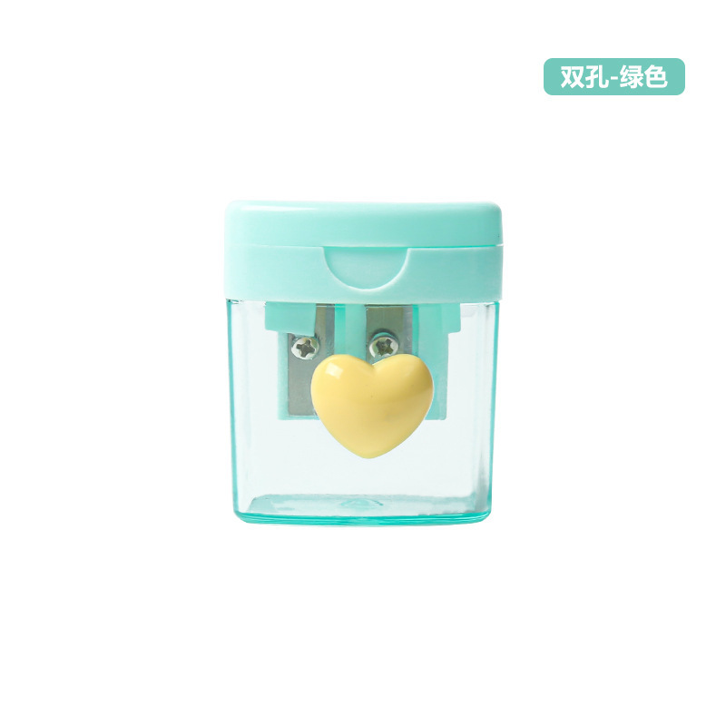 マカロンカラー鉛筆削りかわいい小学生鉛筆削りマニュアル愛回転二穴透明鉛筆削りカバー付き|undefined