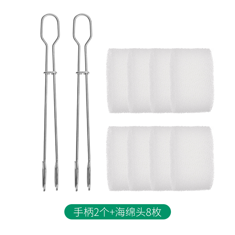 손잡이가 짧은 컵 브러쉬(손잡이 2개 + 스펀지 헤드 8개)✦