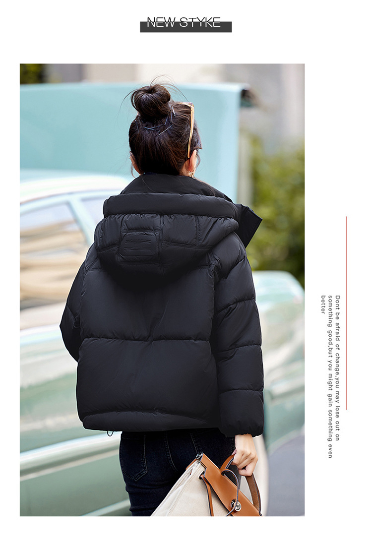 sieviešu īss korejiešu 2024. gada ziemas apģērbs, jauna brīva kokvilnas maza un bieza maizes jaka, moderna dūnu jaka_voghion.com