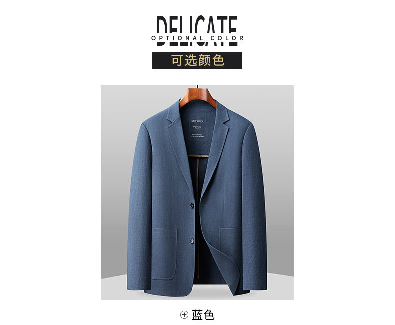 Áo vest nam cotton nguyên chất dáng mỏng mùa xuân thu, lót viền, thoáng khí không nhăn, dài tay — Màu be, Màu xanh lam, Màu xanh lá, Màu đen chi tiết 8