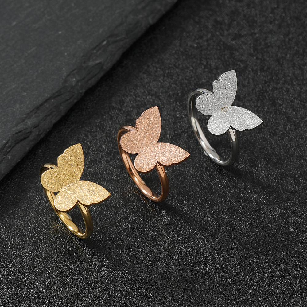 Stainless Steel Simple Style Butterfly Plating Rings display picture 1