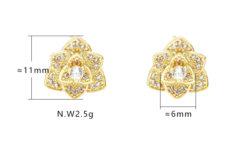 Boucles D&#39;oreilles À Pétales De Zircon Plaqué Or Simples À La Mode En Gros display picture 1