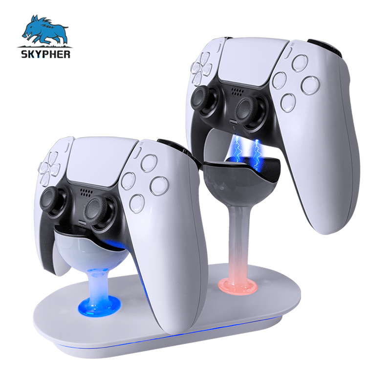 Cross-Border Ps5 Game Controller Charger P5 Wine Glass-Shaped Stand Charger Dual Charging/Fast Charging Controller Base Accessory