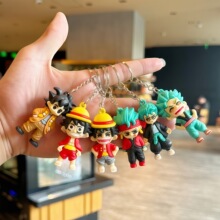 创意卡通路飞钥匙扣情侣包包挂件海贼王立体软胶公仔钥匙链小礼品