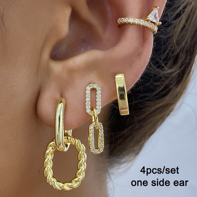 Triangular Diamond Earcuffs For Women Non-pierced Luxury Design_voghion.com