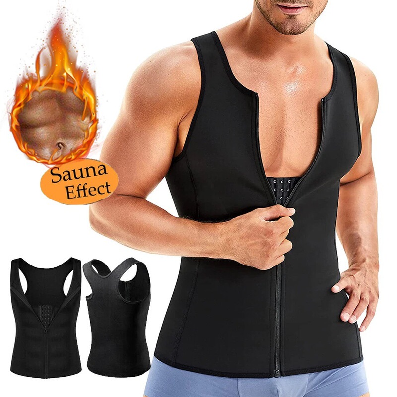 Men Slimming Body Shaper Vest Abs Compression Compression Shirt Sauna Shirt with Zipper