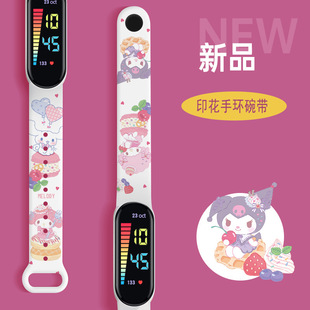Cross-border in stock meters 12 printed LED waterproof electronic watch cartoon student cute bracelet wristband watch wholesale