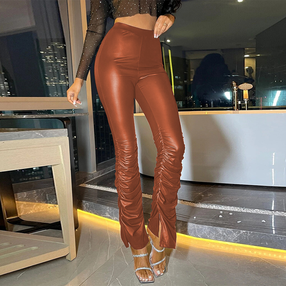 Women's Daily Fashion Solid Color Full Length Slit Leggings display picture 4