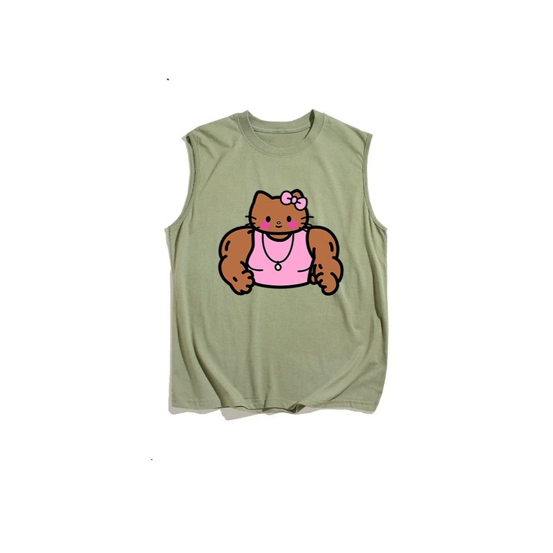 Sleeveless Muscle Vest Black Leather Kitty Cat Sports Fitness Tank Top Loose Summer Thin Sleeveless T-Shirt for Men 12 Sleeveless Muscle Vest Black Leather Kitty Cat Sports Fitness Tank Top Loose Summer Thin Sleeveless T-Shirt for Men 12