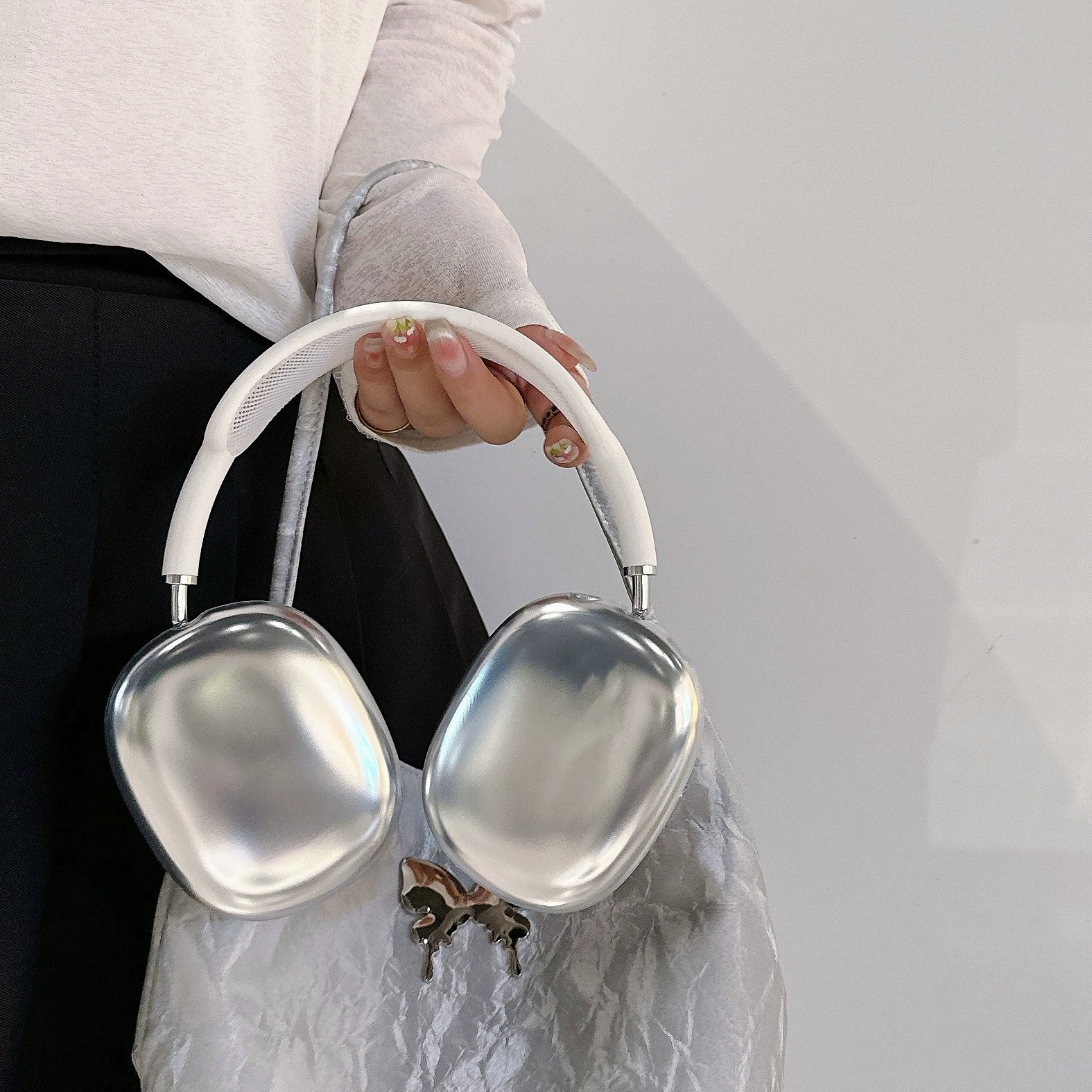 Silver Plated Simple Protective Case for Apple airpods Max Headset Headphone Protective Case for Japanese and Korean Niche