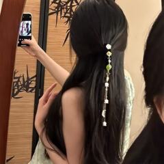 「萃钰沾香」2025秋季新中式复古花朵流苏发夹边夹发卡后脑勺发饰