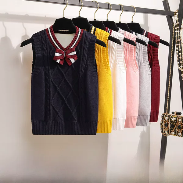 Children's Wool Vest School Uniform Vest 2025 Spring & Fall New Tops Girls Boys Student Woolen Vest Vest