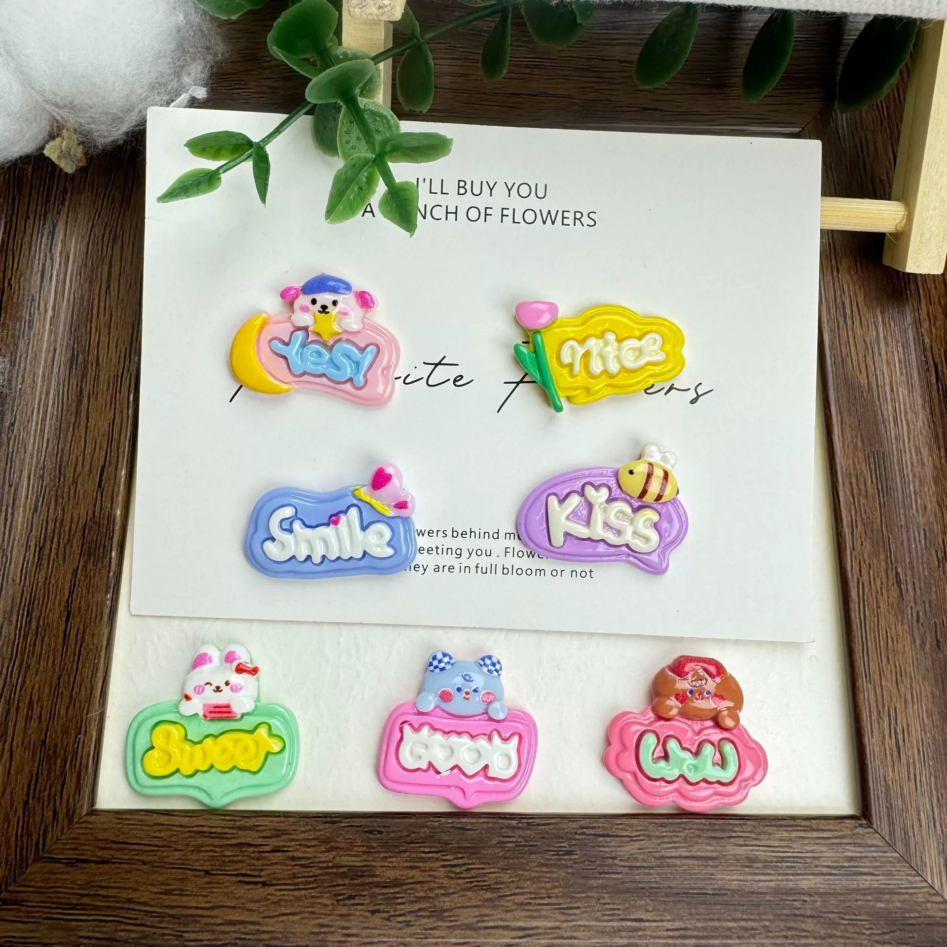 Милый кролик и медведь «сделай сам», тарелка с английскими словами, кремовый клей, чехол для мобильного телефона, головной убор, аксессуары для волос, магнит на холодильник, аксессуары из смолы, обувь