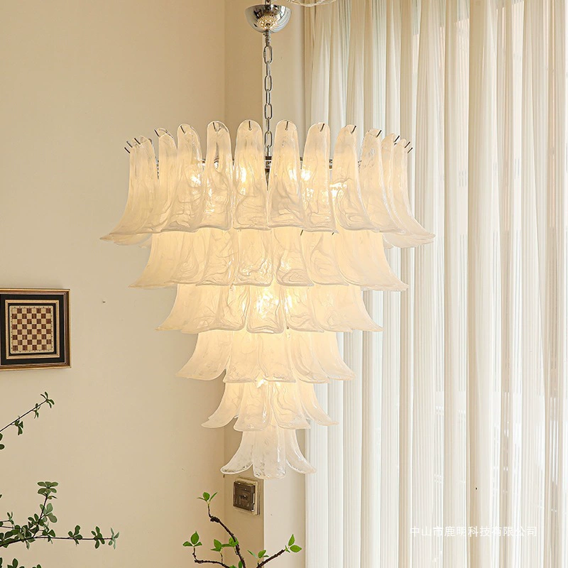 Люстра из белого нефритового стекла во французском кремовом стиле, роскошная люстра для дуплекса, лестницы, спальни, гостиной, антресоль, светильники