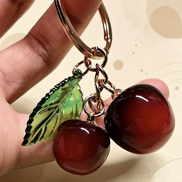 Cross-border AliExpress: Cute and sweet artificial cherry pendants, keychains, and fruit-themed bag charms – wholesale