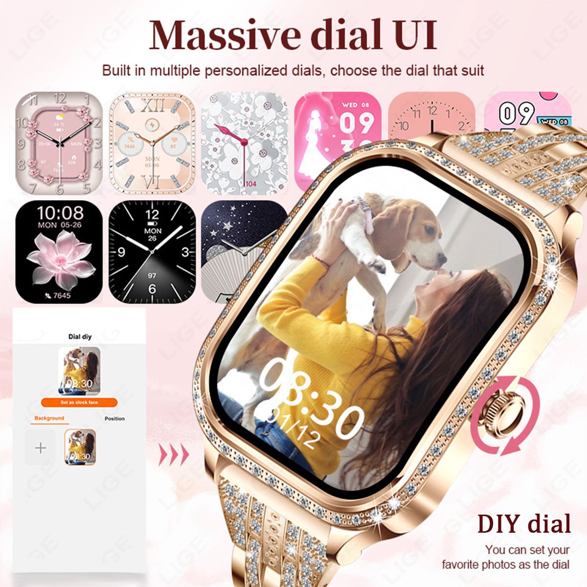 Women's Smartwatch Heart Rate Blood Pressure Monitoring Multiple Sports Modes Watch Faces_voghion.com