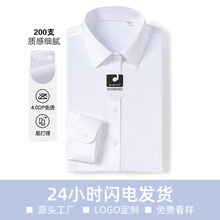 200支女士纯棉衬衫DP4.0高密免烫OL通勤商务正装职业长袖白色衬衣